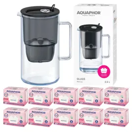 dzbanek-szklany-aquaphor-glass-czarny-do-wody-10-filtrow-maxfor-mg