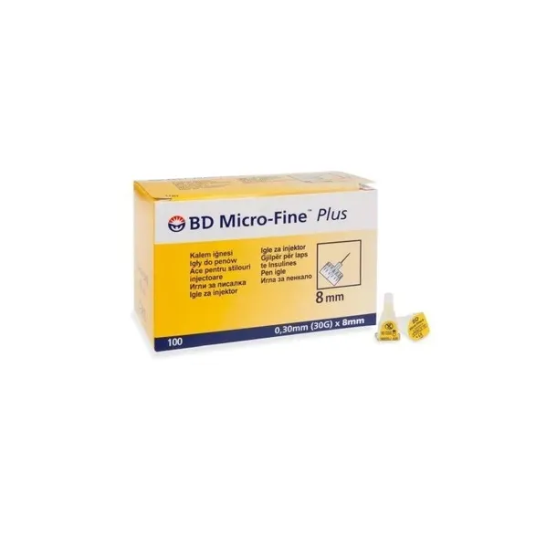 BD Micro-Fine Plus Igły do Penów 0,3 x 8 mm, 100 sztuk