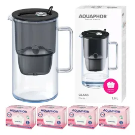 dzbanek-do-filtrowania-szklany-aquaphor-glass-czarny-4-filtry-maxfor-mg