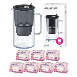 dzbanek-filtrujacy-szklany-aquaphor-glass-czarny-7-filtrow-maxfor-mg