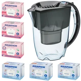 dzbanek-filtrujacy-aquaphor-amethyst-czarny-zestaw-6-wkladow-3-3mg