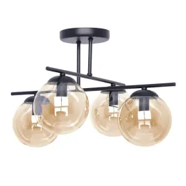 lampa-sufitowa-zyrandol-nowoczesny-delta-czarna-bursztynowe-kule-4xe14