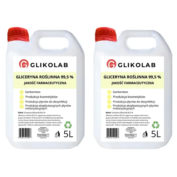 Gliceryna roślinna 10L czystość 99,5 % (2X5L)
