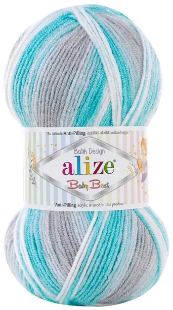 Włóczka Alize Baby Best Batik - 7264 TURKUS SZARY 100g 10% Bambus 90% Akryl