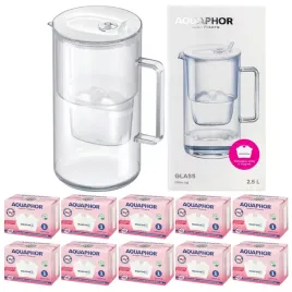 dzbanek-aquaphor-glass-bialy-25l-szklany-do-wody-10-filtrow-maxfor-mg