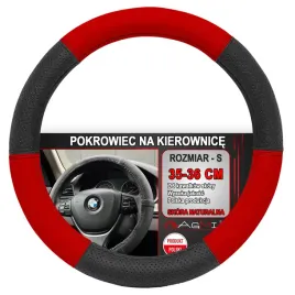 nakladka-na-kierownice-skorzana-pokrowiec-skora-czarno-czerwona-35-36-cm