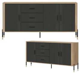 komoda-szafka-trzydrzwiowa-z-3-szufladami-dab-antracyt-czarny-dante-dt07
