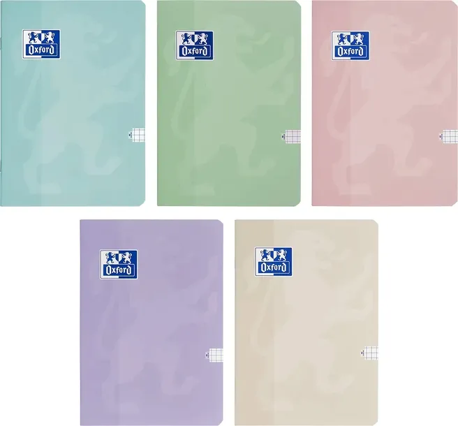 Zeszyt A5 60 kartek w kratkę Touch mix Oxford różne kolory PASTEL 5szt
