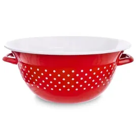 miska-emaliowana-26cm-czerwone-grochy-orion-retro-124745