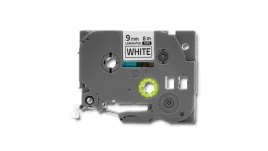 qoltec-tasma-do-brother-tze-221-9mm-x-8m-biala-czarny-nadruk