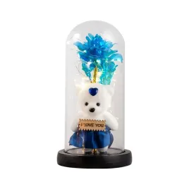 roza-mix-kolorow-z-misiem-w-oslonie-akrylowej-20cm