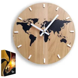 zegar-scienny-drewniany-debowy-akrylowy-kwarcowy-mapa-wood-black