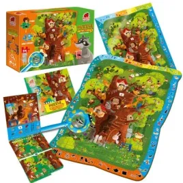 gra-edukacyjna-puzzle-detektyw-lesna-przygoda-zwierzeta-lupa-roter-kafer