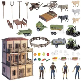 zestaw-farma-dwa-traktory-domek-zwierzeta-rolnicy-gospodyni-gospodarstwo