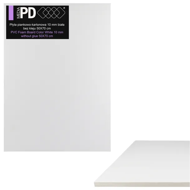 Płyta Piankowa PVC 50x70cm 10mm PiankowoKartonowa Foamboard Biała Bez Kleju