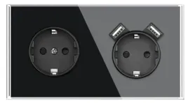 gniazdko-elektryczne-podwojne-2x-z-usb-kontakt-szklane-hartowane-czarne