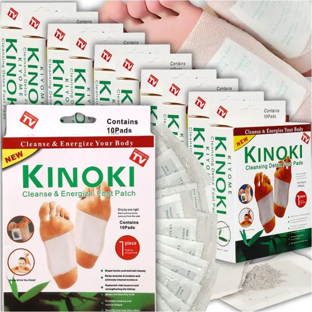 KINOKI PLASTRY OCZYSZCZAJĄCE Z TOKSYN DO STÓP DETOKSYKACJA DETOX 100 SZTUK