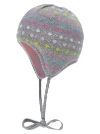 dziewczeca-czapka-wiazana-szara-w-groszki-doll-r-47