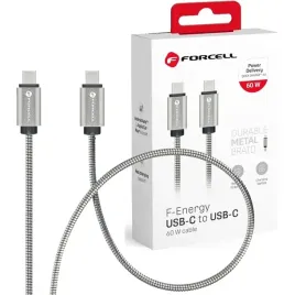 forcell-f-energy-metal-c237-kabel-typ-c-do-typ-c-pd-qc4-0-3a-60w-1-m-srebrn