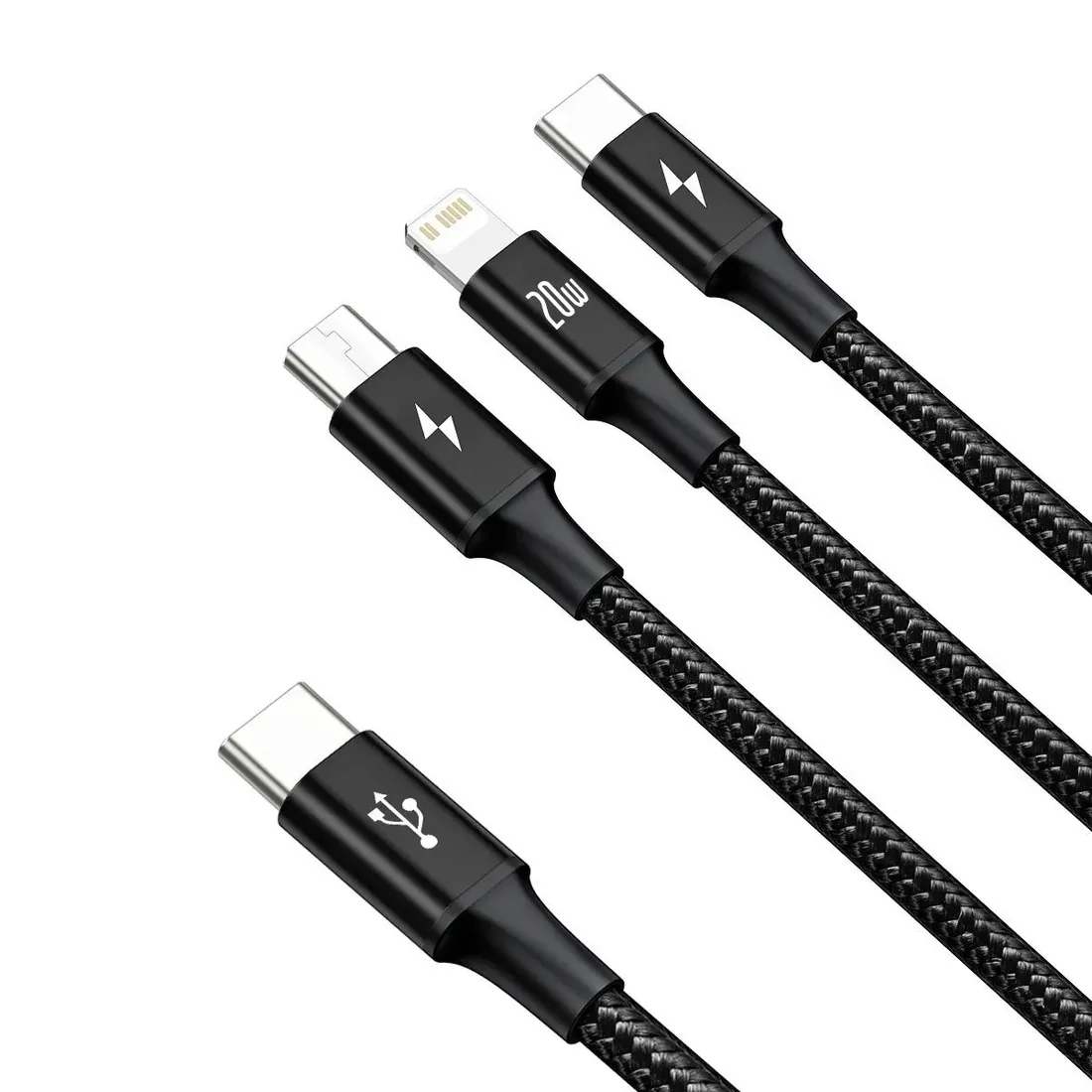 kabel-usb-3w1-baseus-rapid-series-micro-usb-lightning-usb-c-20w-1-5m