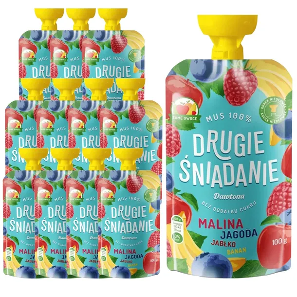 MUS DRUGIE ŚNIADANIE DAWTONA MALINA JAGODA 12x100g