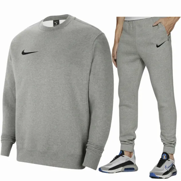 Nike dres komplet dresowy spodnie bluza bawełna POPIEL SZARY L