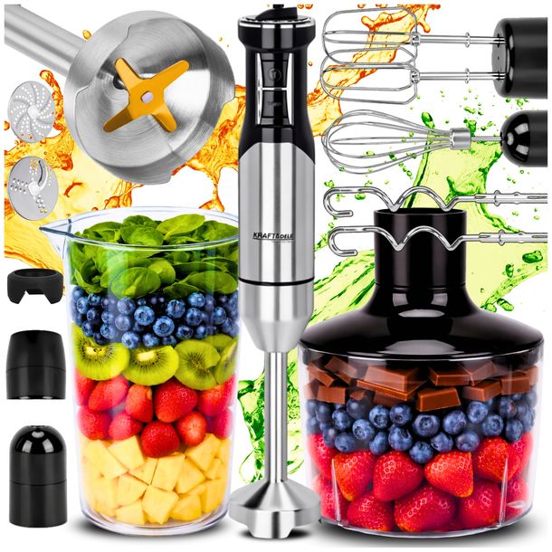 BLENDER RĘCZNY MIKSER WIELOFUNKCYJNY 1500W TYTANOWE OSTRZE FUNKCJA TURBO