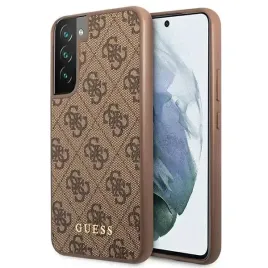 eleganckie-etui-guess-4g-metal-gold-logo-do-samsung-s22-brazowe