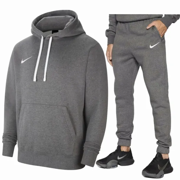 Nike dres męski komplet dresowy spodnie bluza bawełna POPIEL, SZARY XL