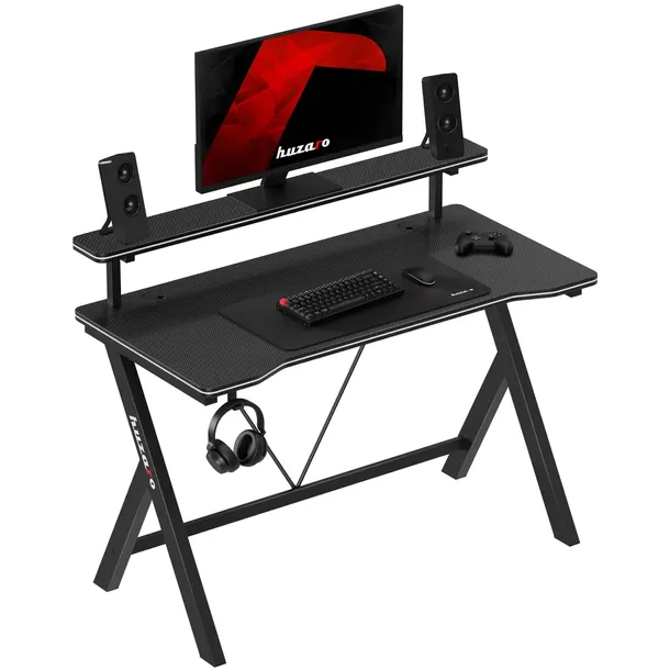 Biurko Gamingowe Ergonomiczne Komputerowe z Półką Stolik Biurowy Huzaro
