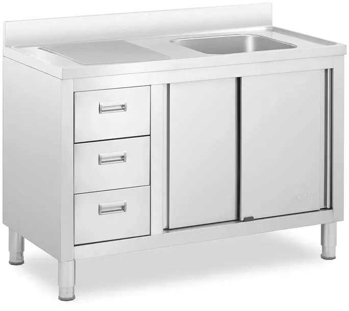 SZAFKA ZE ZLEWEM Royal Catering Gastronomiczna 120x60 cm 1 Komora Szuflady