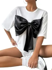 shein-damski-t-shirt-bialy-z-czarna-kokarda-prosty-40-42-1di