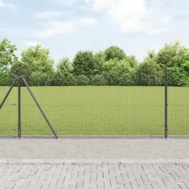 vidaxl-spawane-ogrodzenie-z-13-slupkami-z-kolnierzem-szary-1-5x25-m-stal