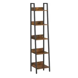 regal-biblioteczka-do-salonu-na-ksiazki-do-pokoju-loft-ciemny-braz-drabina