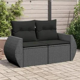 vidaxl-sofa-ogrodowa-z-poduszkami-2-osobowa-czarna-polirattan
