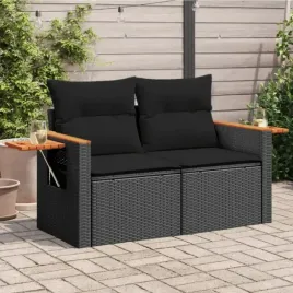 vidaxl-sofa-ogrodowa-z-poduszkami-2-osobowa-czarna-polirattan