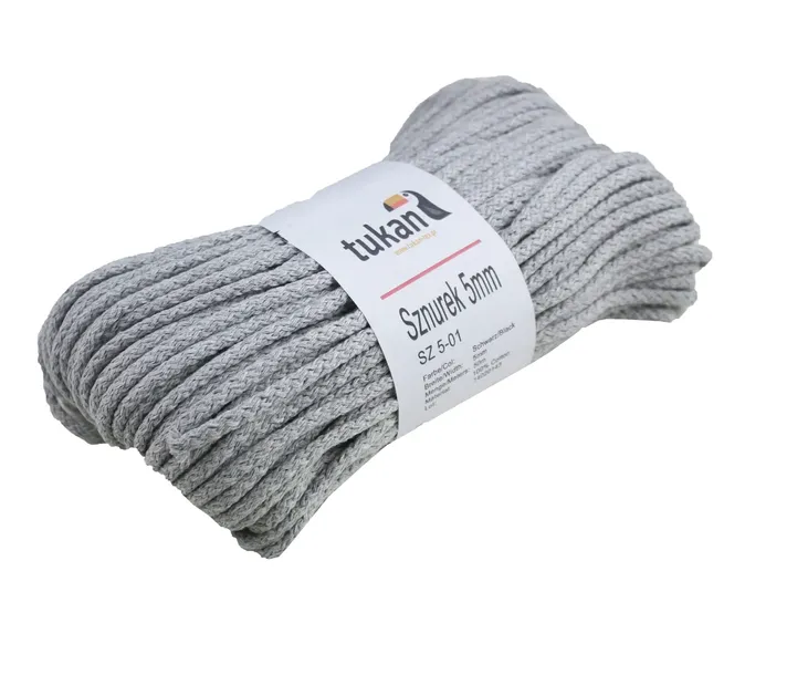 SZNUREK BAWEŁNIANY 5mm / 50 m, szary 100%bawełna
