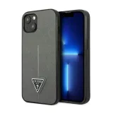guess-saffiano-triangle-logo-case-etui-iphone-14-plus-srebrny