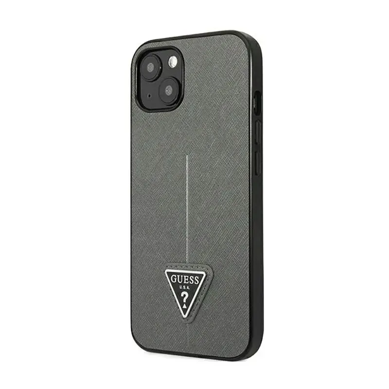 guess-saffiano-triangle-logo-case-etui-iphone-14-plus-srebrny-stan-nowy