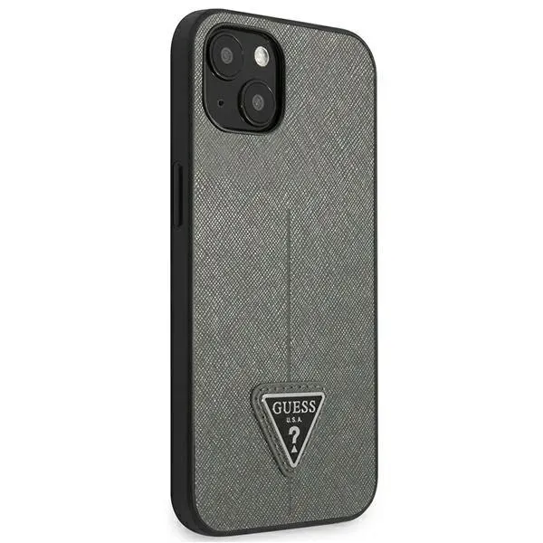 guess-saffiano-triangle-logo-case-etui-iphone-13-srebrny-kolor-srebrny