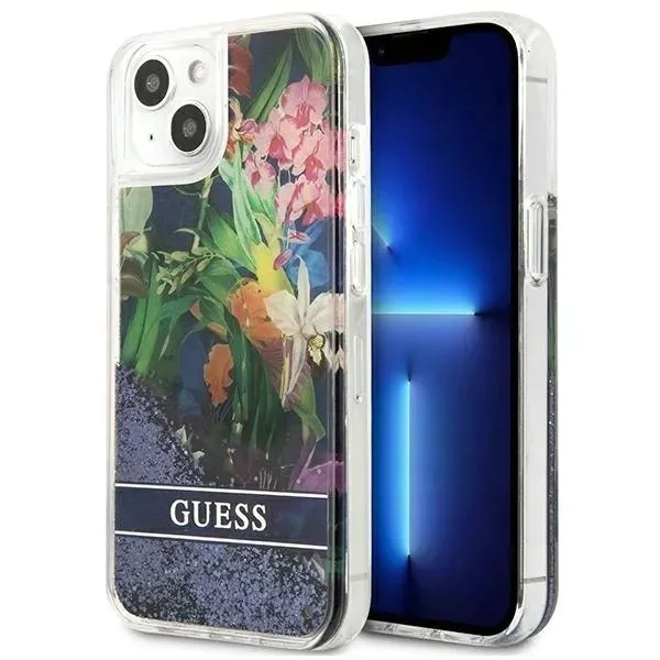 guess-liquid-glitter-flower-etui-iphone-13-mini-niebieski