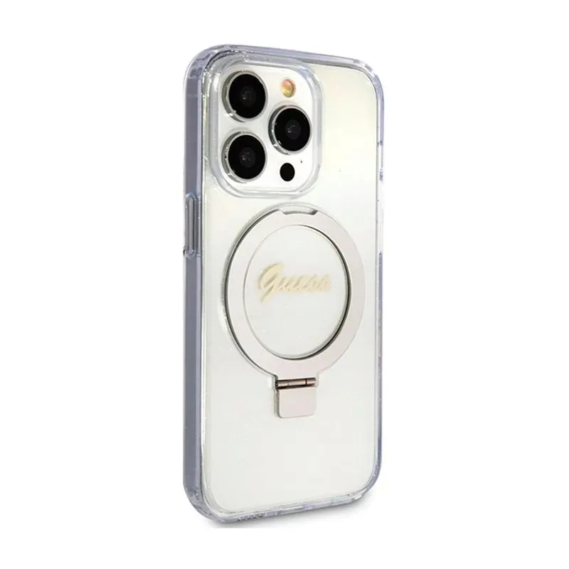 guess-ring-stand-script-glitter-magsafe-etui-iphone-15-pro-przezroczysty