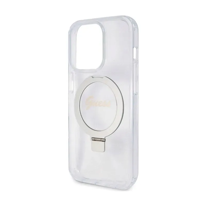 guess-ring-stand-script-glitter-magsafe-etui-iphone-15-pro-przezroczysty