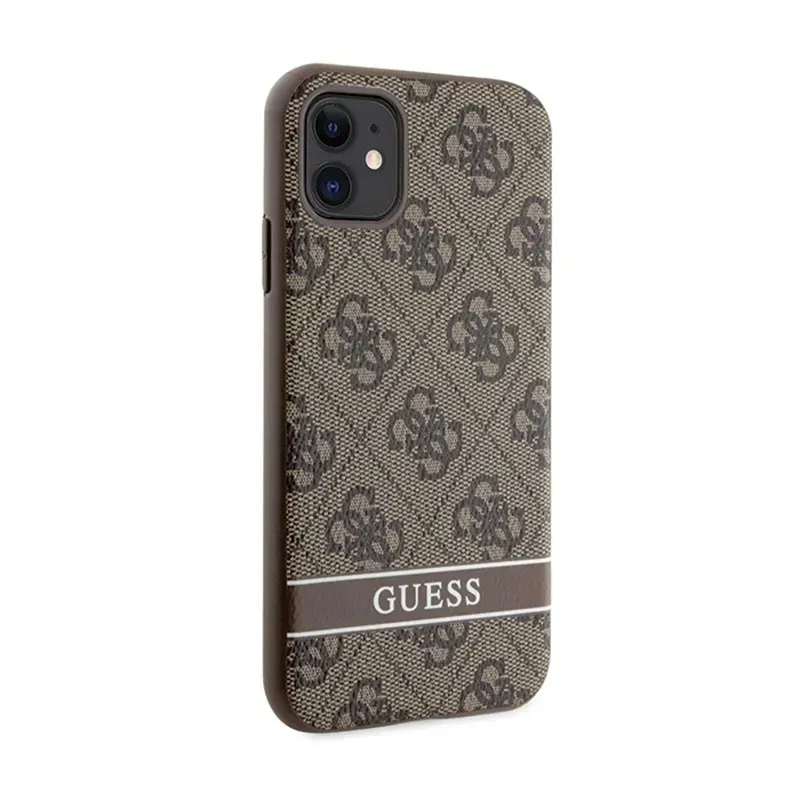 guess-4g-printed-stripe-etui-iphone-11-iphone-xr-brazowy