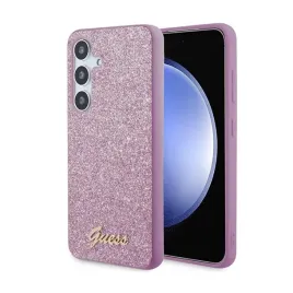 guess-glitter-flakes-metal-logo-case-etui-samsung-galaxy-s24-fioletowy