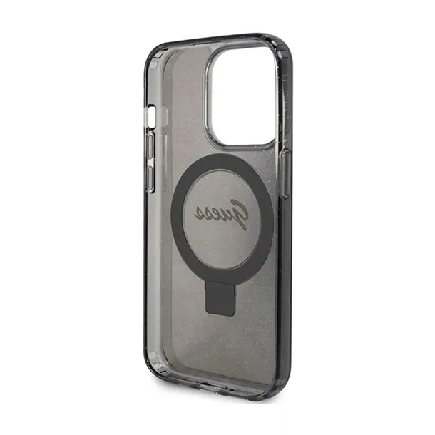 guess-ring-stand-script-glitter-magsafe-etui-iphone-15-pro-max-czarny-funkcje-ladowanie-indukcyjne-pochlanianie-wstrzasow