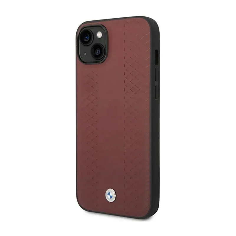bmw-leather-diamond-pattern-etui-iphone-14-burgundowy-stan-nowy