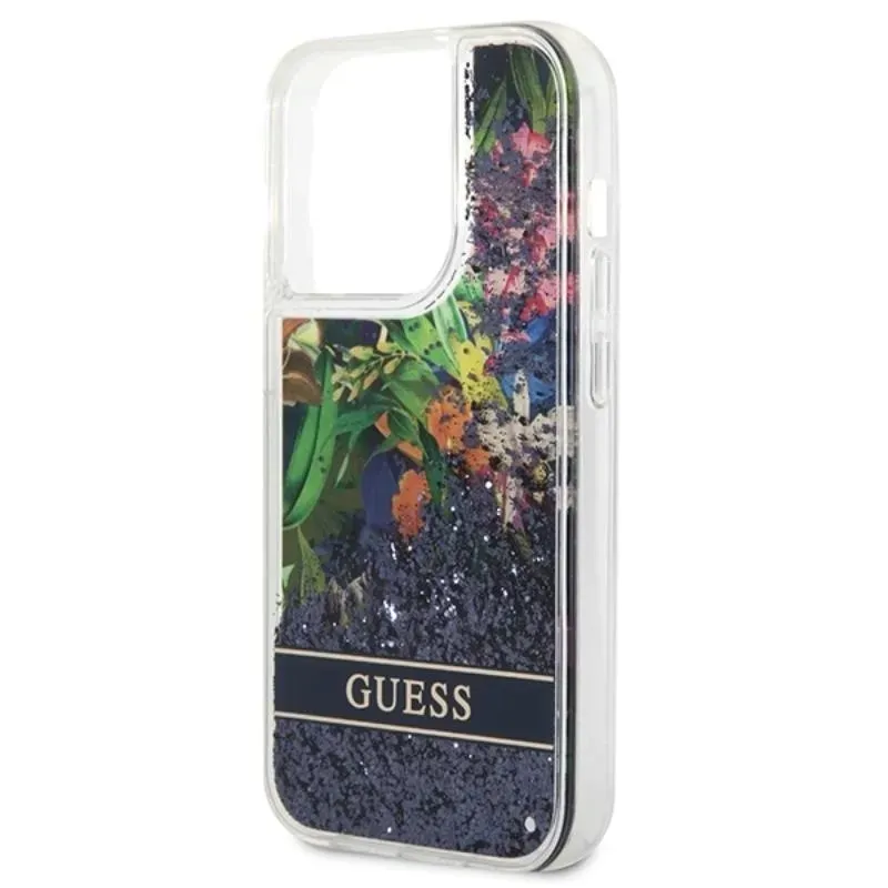 guess-liquid-glitter-flower-etui-iphone-14-pro-max-niebieski