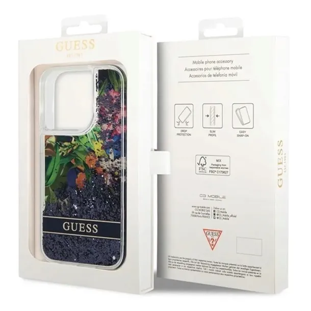 guess-liquid-glitter-flower-etui-iphone-14-pro-max-niebieski-funkcje-pochlanianie-wstrzasow