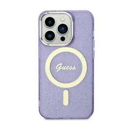 guess-glitter-gold-magsafe-etui-iphone-11-purpurowy